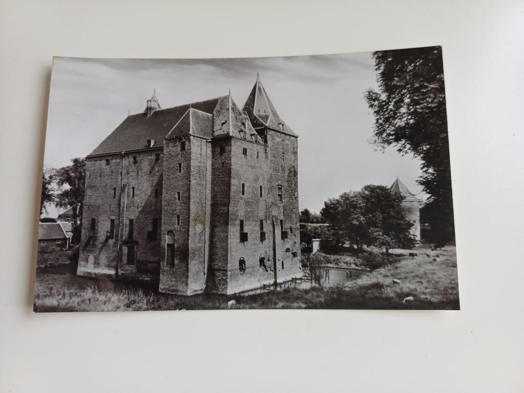 Foto ansichtkaart Slot Loevestein, Woudrichem, Ophalen of Verzenden, 1960 tot 1980, Ongelopen, Noord-Brabant