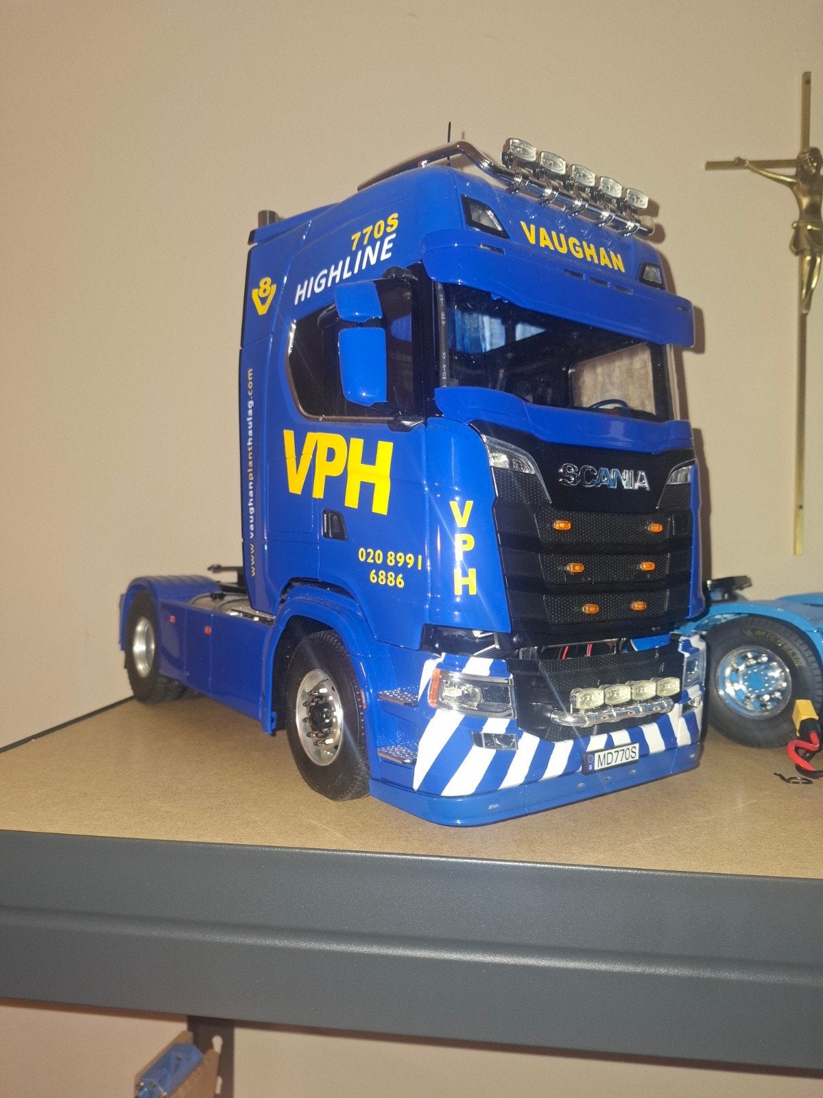 RC Vrachtwagens en Opleggers: Lesu & Tamiya Collectie, Elektro, Schaal 1:14, Ophalen of Verzenden, Zo goed als nieuw