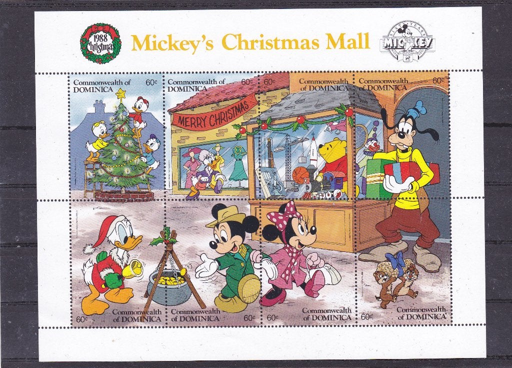 Disney Dominica Kerst 1988 (1250/51), Postzegels en Munten, Verzenden, Postfris, Overige thema's