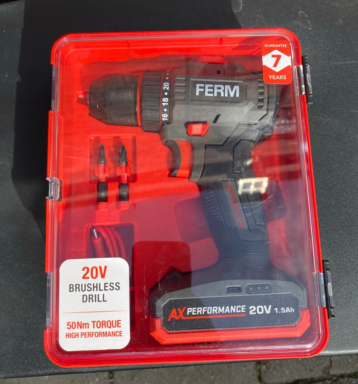 Ferm AX-Performance 20V 1.5Ah accuboormachine set, Doe-het-zelf en Verbouw, Ophalen of Verzenden, Nieuw, Boor- en Schroefmachine
