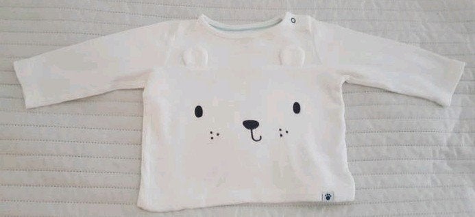 Baby trui longsleeve maat 74 wit truien baby winter kleding, Kinderen en Baby's, Zo goed als nieuw, Baby Club, Truitje of Vestje