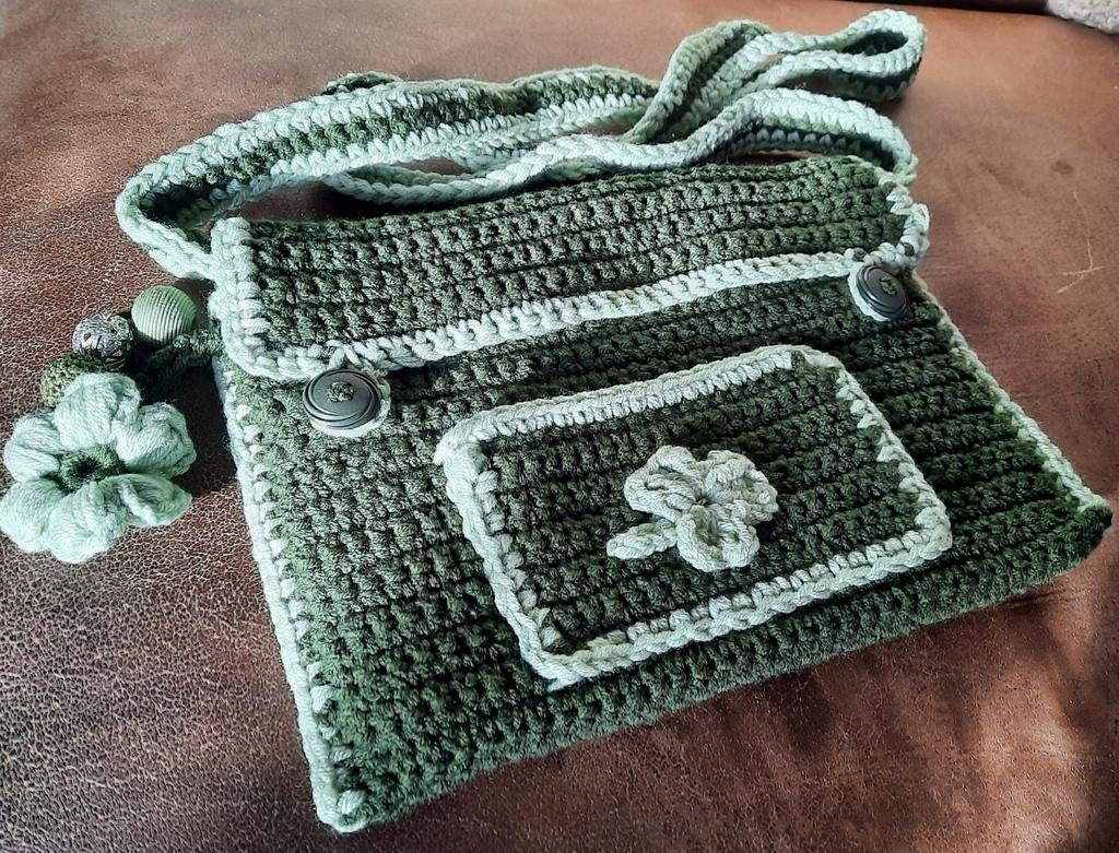Nieuw gehaakt cross body tasje met voering, Ophalen of Verzenden, Nieuw, Groen, Overige merken