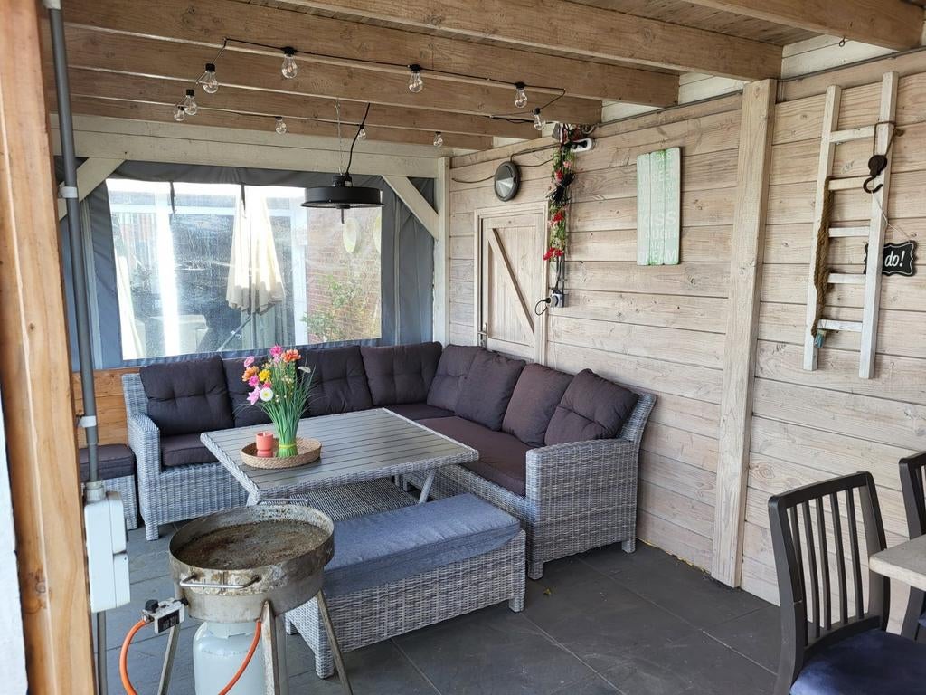 Overkapping met epdm dak, Tuin en Terras, Ophalen, Gebruikt, 250 tot 500 cm, Blokhut