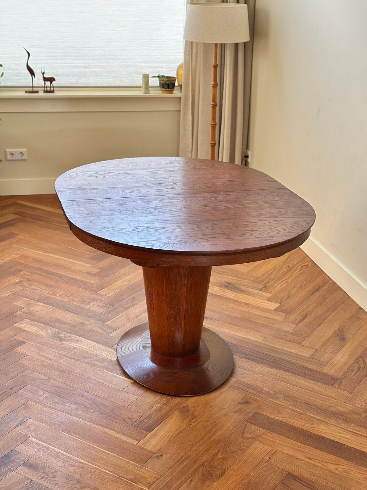 Vintage eettafel design hout ovaal poot jaren 50/60/70/80, Ophalen, 50 tot 100 cm, Vijf personen of meer, 200 cm of meer