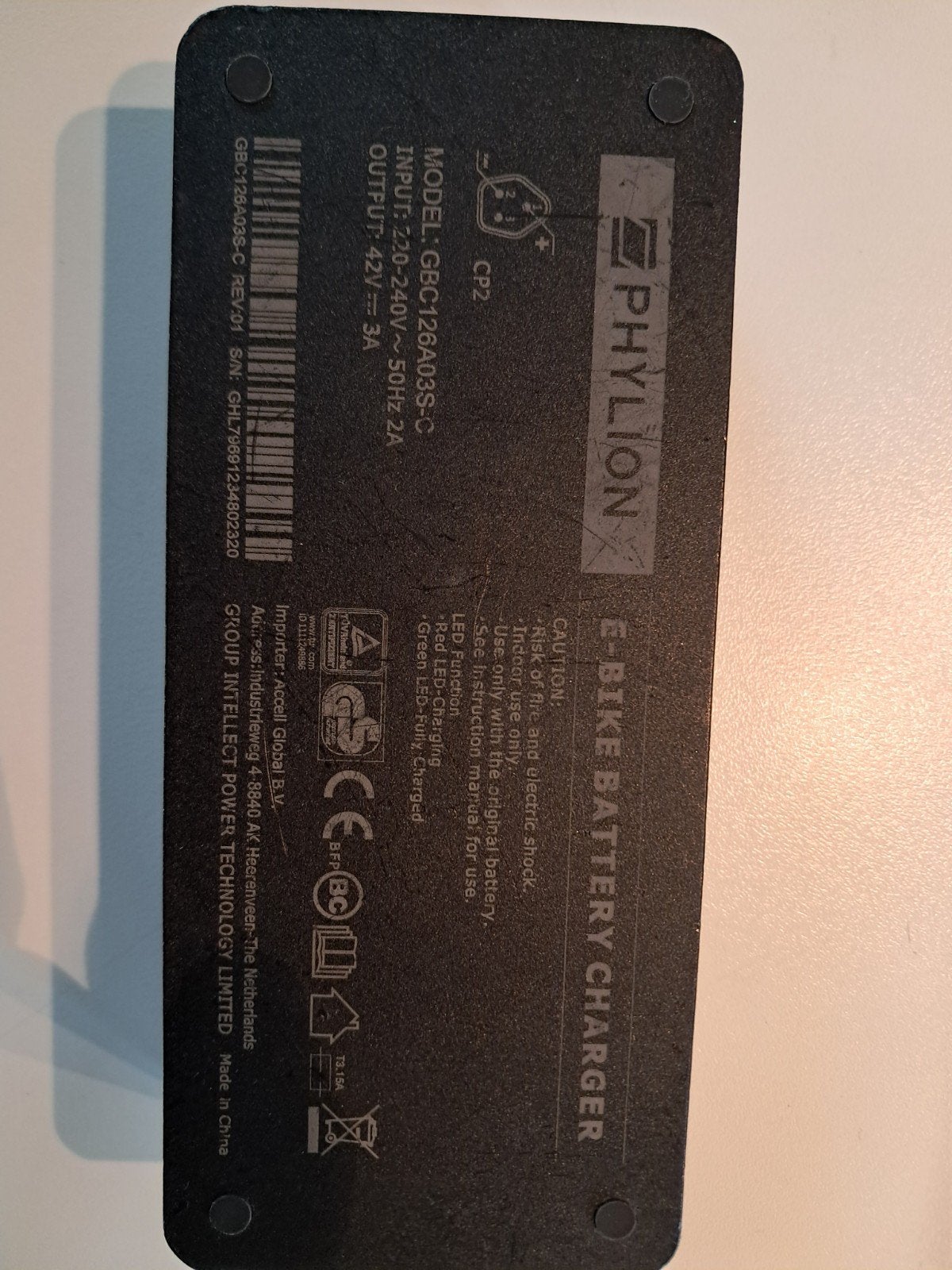Phylion E-bike Acculader GBC126A03S-C 42V 3A, Gebruikt