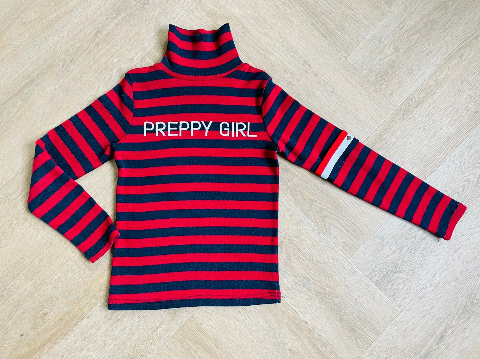 Topitm Gestreepte coltrui 'Preppy Girl' rood/blauw maat 146, Verzenden, Zo goed als nieuw, Meisje, Trui of Vest