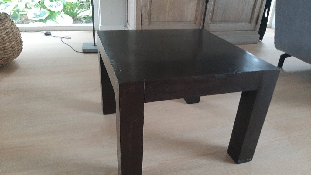 Massief eiken salon bijzettafels (2), Ophalen, Minder dan 45 cm, Strak, Gebruikt
