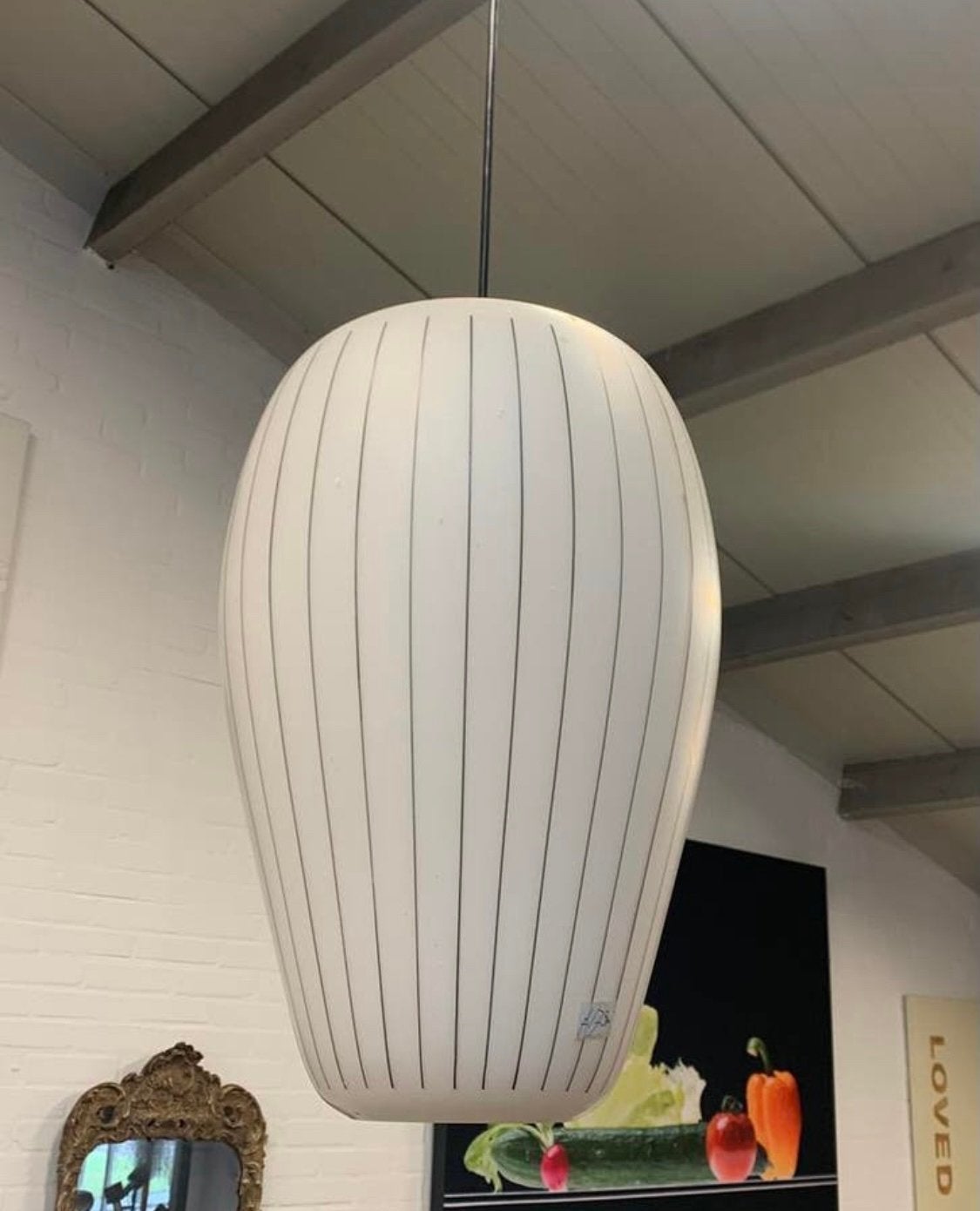 Vintage Lamp Deense Philips Louis Kalff glazen hanglamp, Ophalen of Verzenden