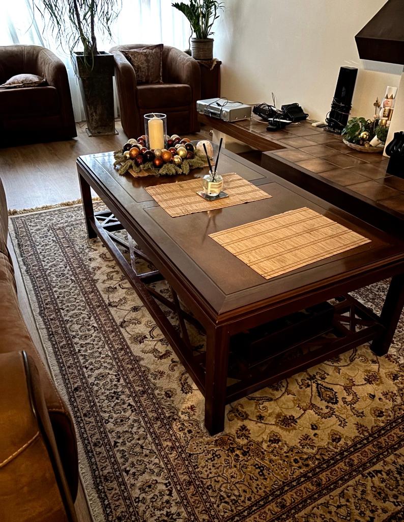 Salontafel walnoot hout met opbergruimte, Ophalen, Gebruikt, 100 tot 150 cm, 50 tot 100 cm
