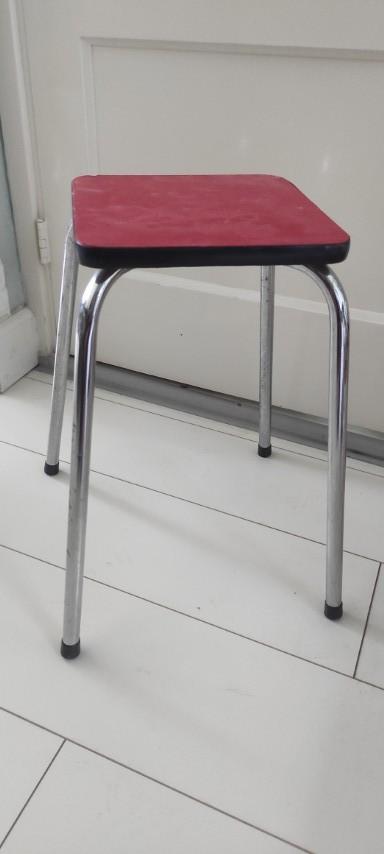 Vintage kruk chroom formica rood, Ophalen of Verzenden, Gebruikt, Hout