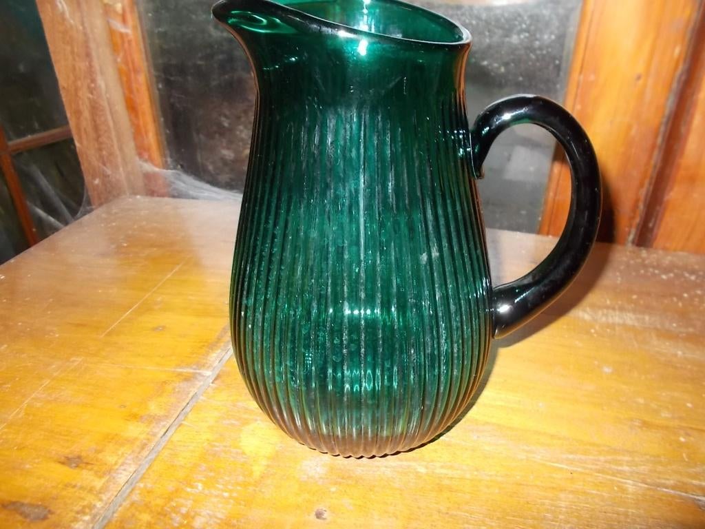 Zware groene sapkan, waterkan., Huis en Inrichting, Keuken | Servies, Glas of Glazen, Ophalen of Verzenden, Overige stijlen, Glas