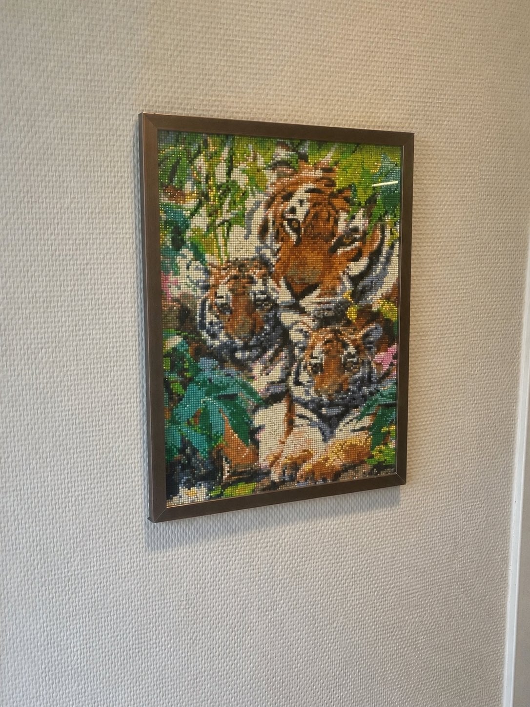 Diamond Painting Tijgers in de Jungle - Ingelijst, Ophalen, Minder dan 50 cm, Overige typen, Zo goed als nieuw