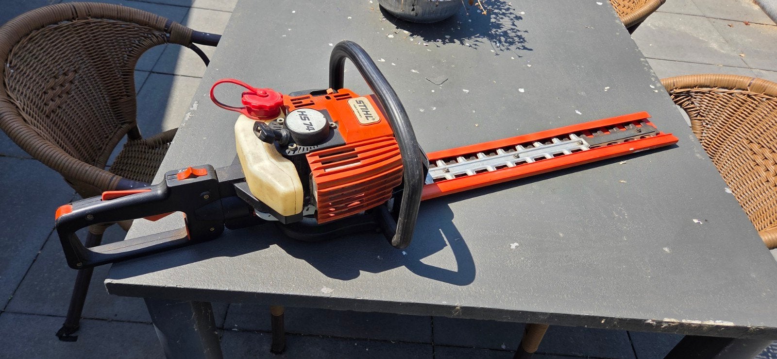 Stihl HS74 Benzine Heggenschaar, Tuin en Terras, Heggenscharen, Ophalen, Gebruikt, Benzine, Stihl