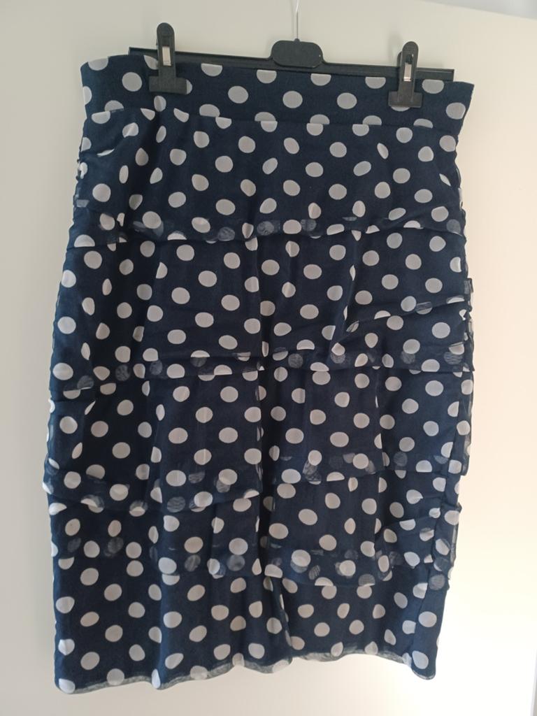 Stippen rok mt L ( M), Donna Due, Kleding | Dames, Blauw, Maat 42/44 (L), Ophalen of Verzenden, Zo goed als nieuw