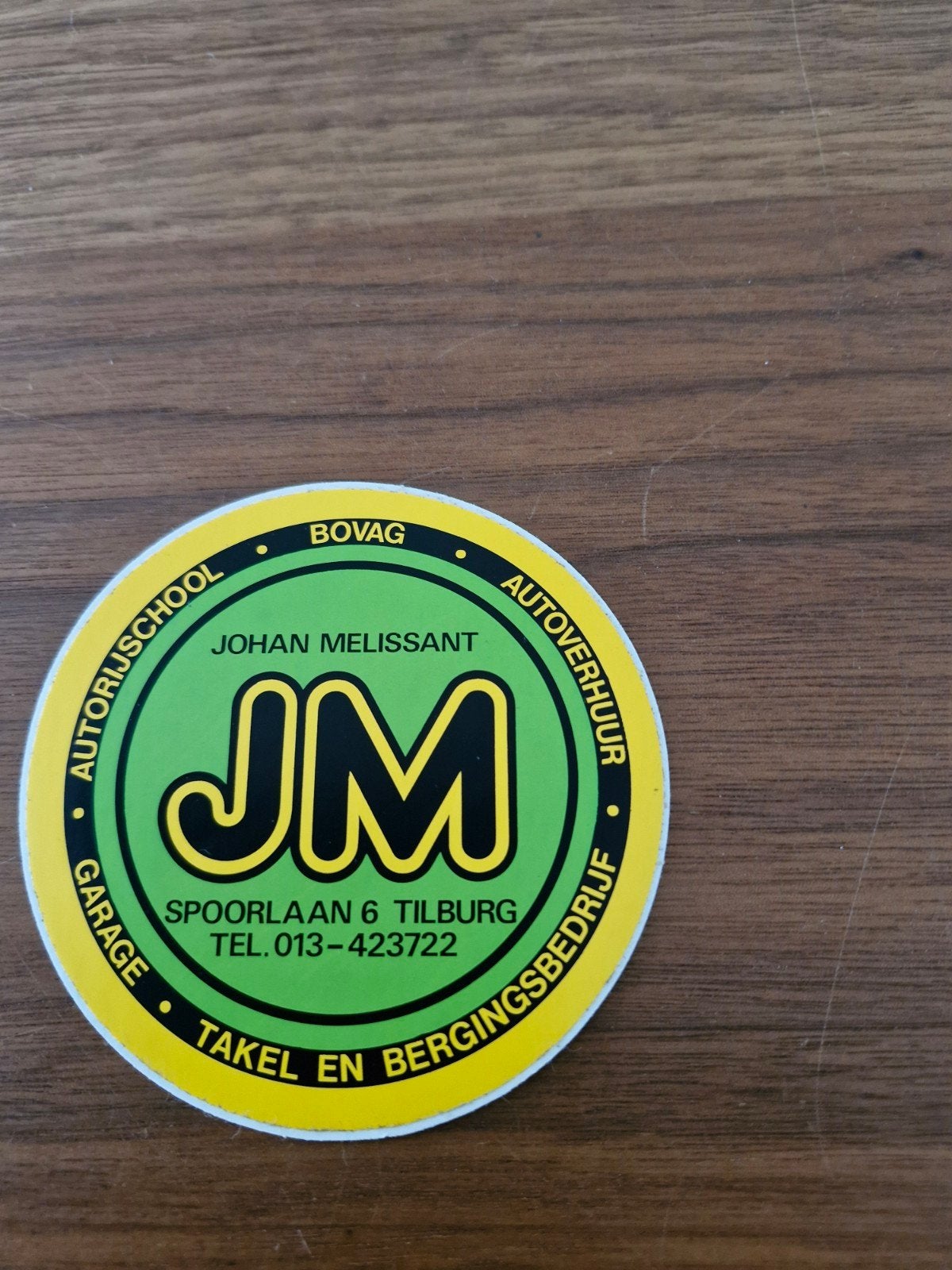 11695 Vintage Sticker Johan Melissant Tilburg BOVAG Autorijs, Ophalen of Verzenden