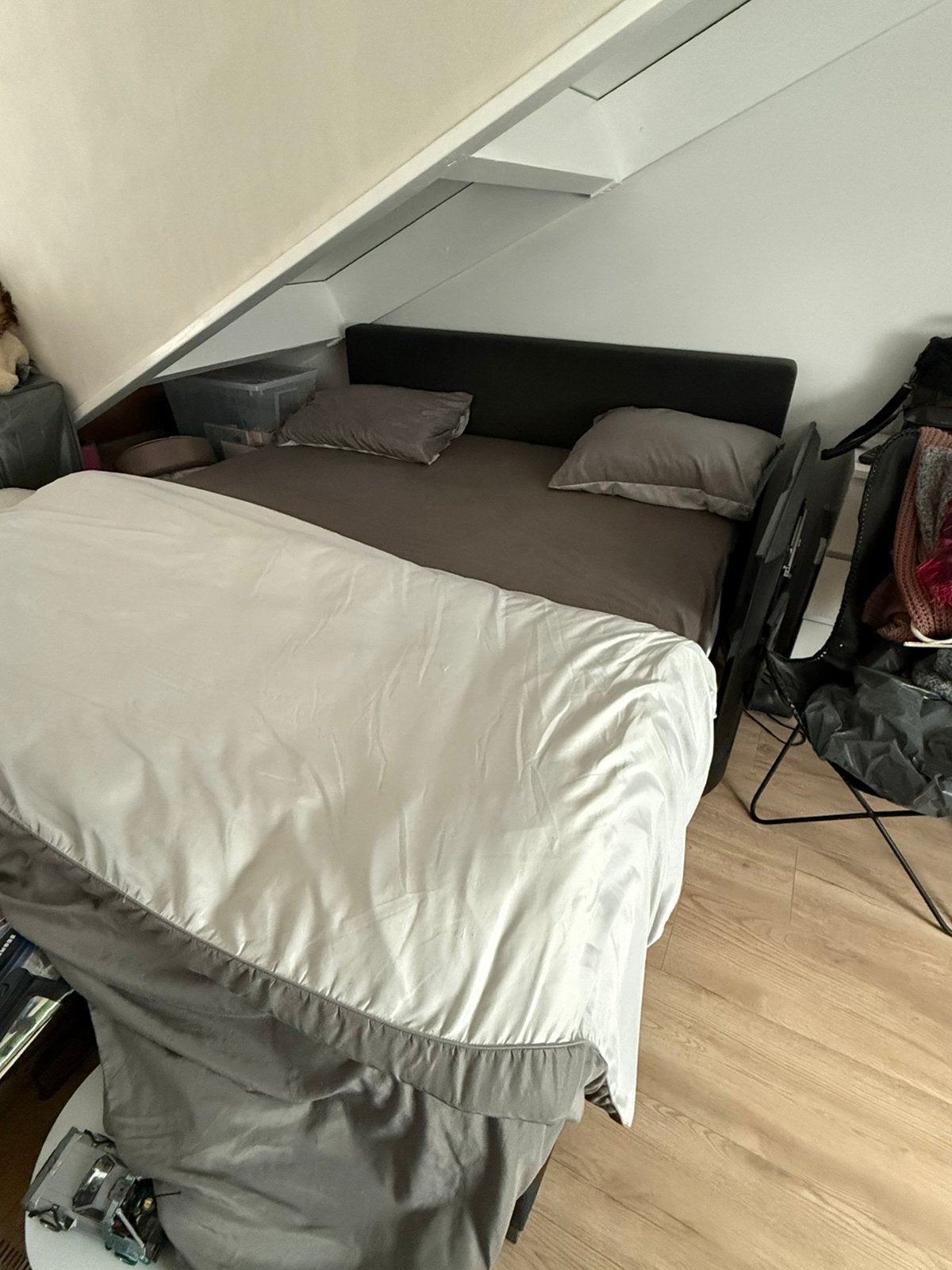 Swiss Sense Boxspring 210x180 Antraciet incl. nieuwe topper, Ophalen, Gebruikt, 210 cm, Tweepersoons