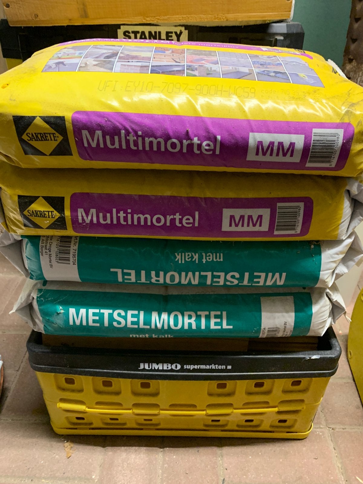 Metselmortel, Ophalen, Nieuw