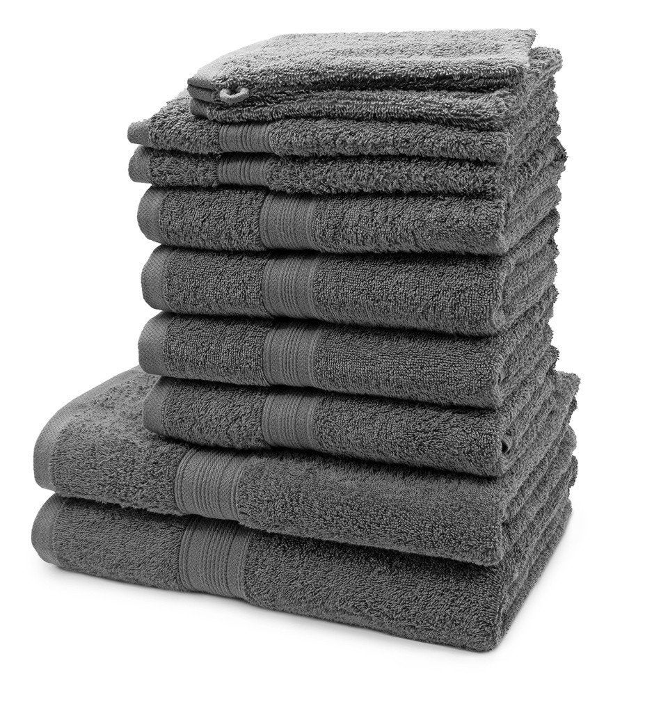 Handdoeken 50x100 cm - Antraciet - 100% Katoen - 6 stuks, Ophalen of Verzenden, Nieuw, Grijs, Handdoek