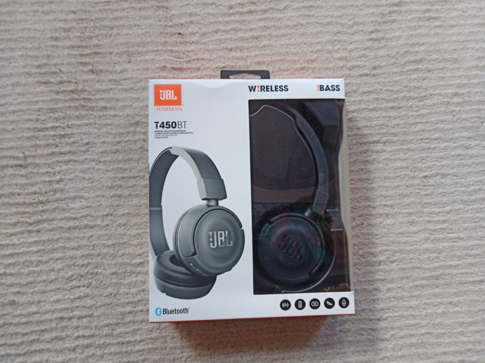 JBL T450BT Draadloze On-ear Koptelefoon - Zwart, JBL, Nieuw, On-ear, Ophalen of Verzenden