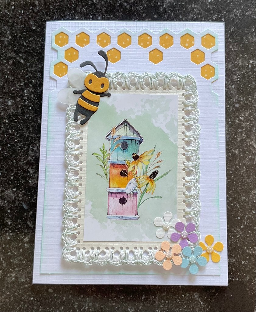 Nr 34 wenskaart met haakwerk Natuur, zomer, bloemen, Hobby en Vrije tijd, Verzenden, Nieuw, Overige thema's