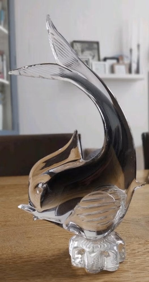 Vintage Murano Glas Vis Grijs Rokerige tinten, Antiek en Kunst, Antiek | Glas en Kristal, Ophalen of Verzenden