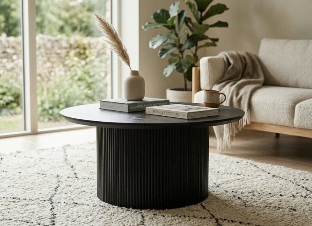 Salontafel (Nieuw) Zwart Donkerbruin, Ophalen, Overige materialen, 50 tot 100 cm, Rond