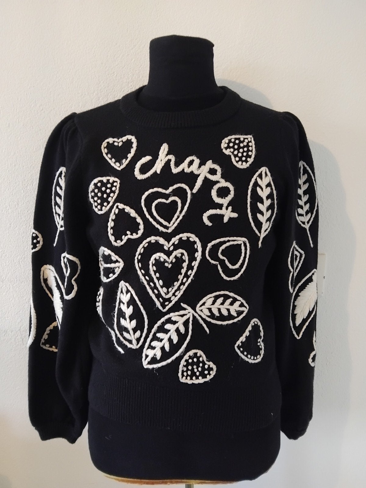 Fabienne Chapot Vesper Pullover Zwart met Witte Borduur, Zwart, Maat 42/44 (L), Ophalen of Verzenden, Zo goed als nieuw