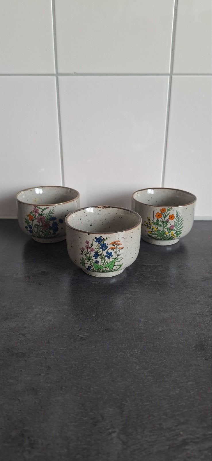 3 prachtige vintage 'Wildflower' kommetjes / kopjes, Ophalen of Verzenden