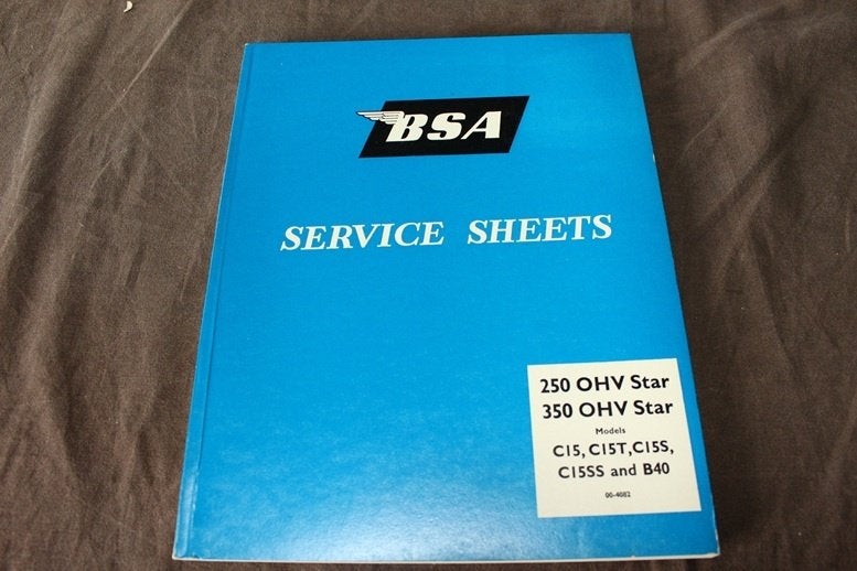 BSA C15 B40 250cc 350cc OHV Star motorcycle service sheets, Ophalen of Verzenden, Overige merken