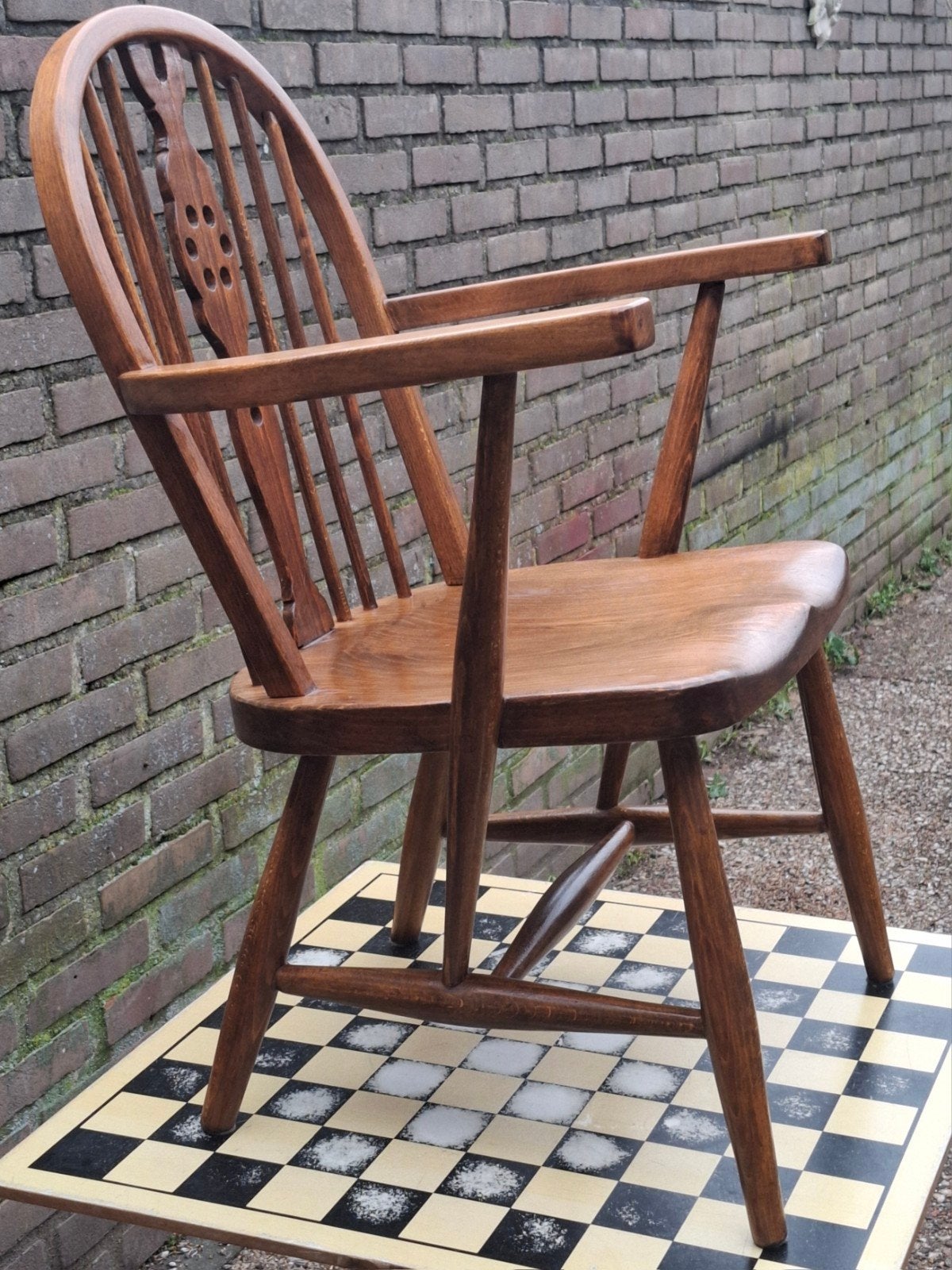 Fauteuil.  Windsor Armchair.  Ca 1875. Eiken., Ophalen, Windsor, Minder dan 75 cm, Zo goed als nieuw