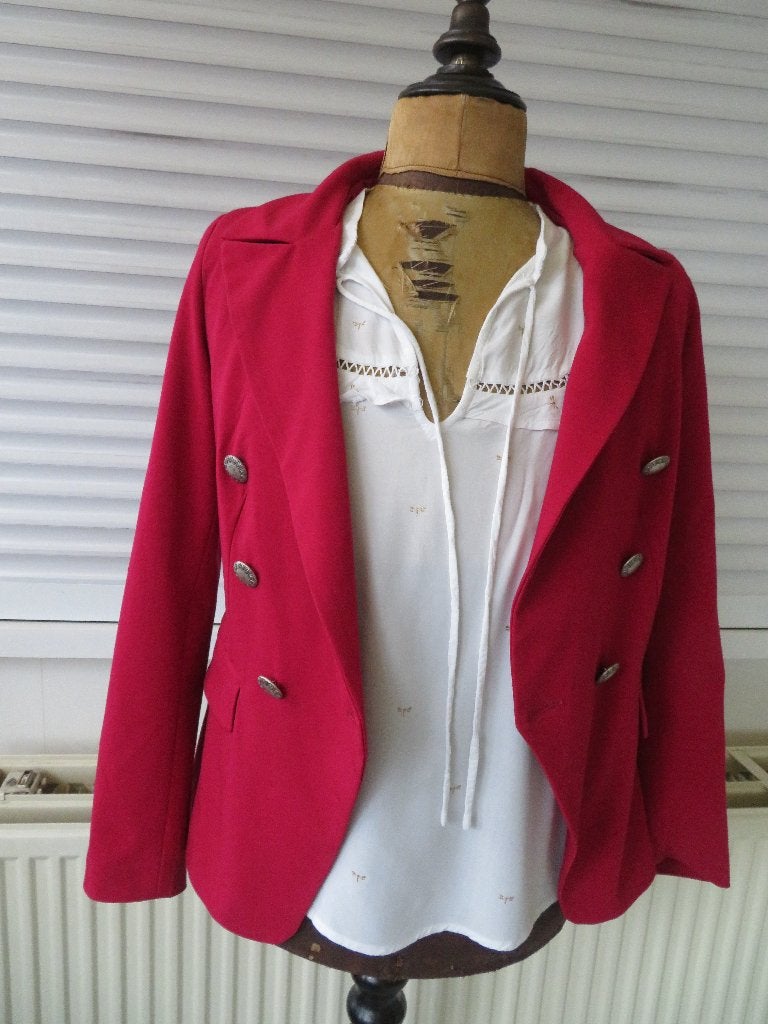Dames colbert jasje Berna maat ong.36 Z.G.A.N. rood., Zo goed als nieuw, Maat 36 (S), Rood, Berna