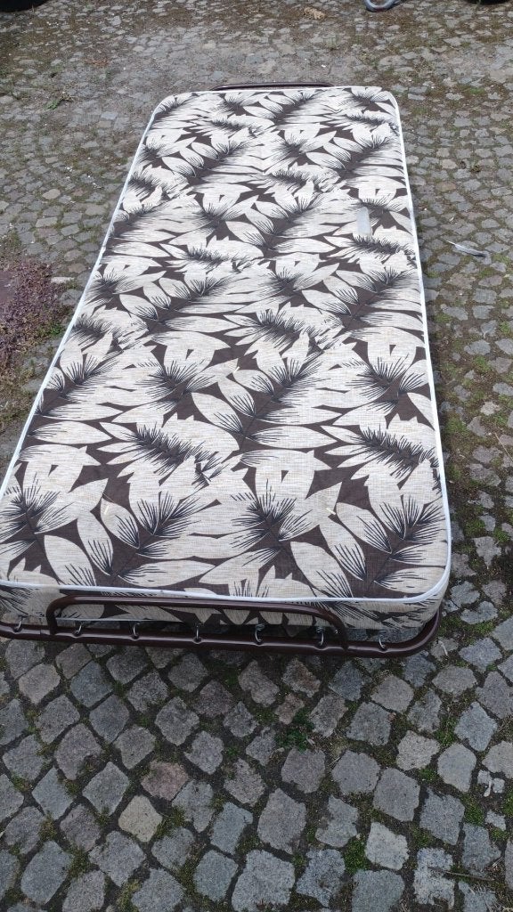 Opklapbed met matras 180*75*40cm, Ophalen, Verstelbaar, Eenpersoons, Bruin