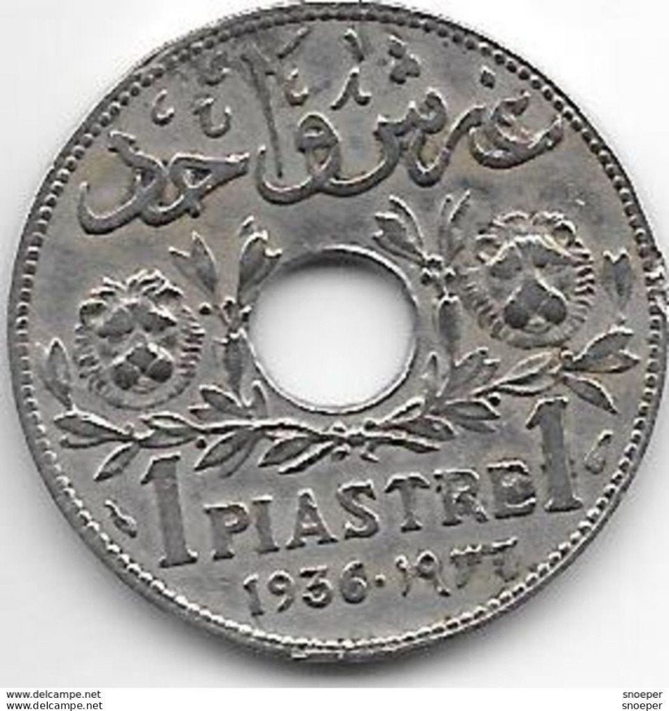 lebanon 1 piastres 1936 km3 vf+, Postzegels en Munten, Ophalen of Verzenden, Midden-Oosten, Losse munt