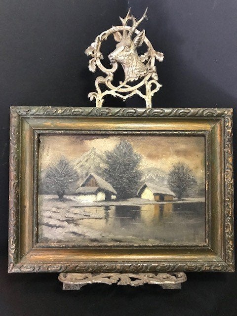 Schilderij 'Winterlandschap', Paneel, Ophalen of Verzenden, Landschap, Olieverf