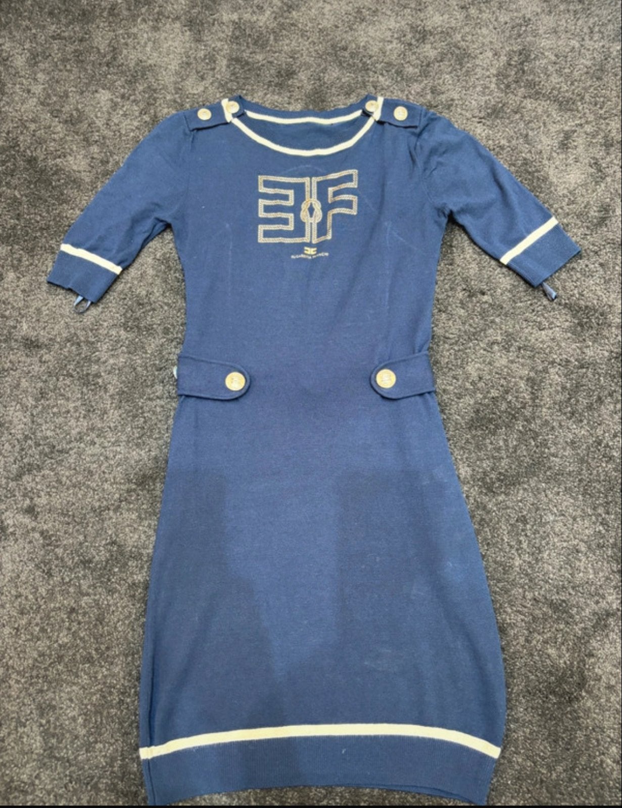 Elisabetta Franchi jurk - Maat S/M, Kleding | Dames, Ophalen, Blauw, Zo goed als nieuw, Knielengte