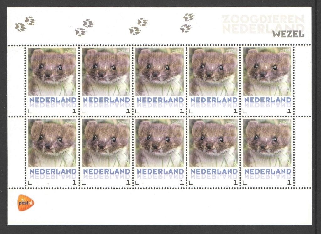 Postzegels Zoogdieren in Nederland: Wezel, Ophalen of Verzenden, Na 1940, Postfris
