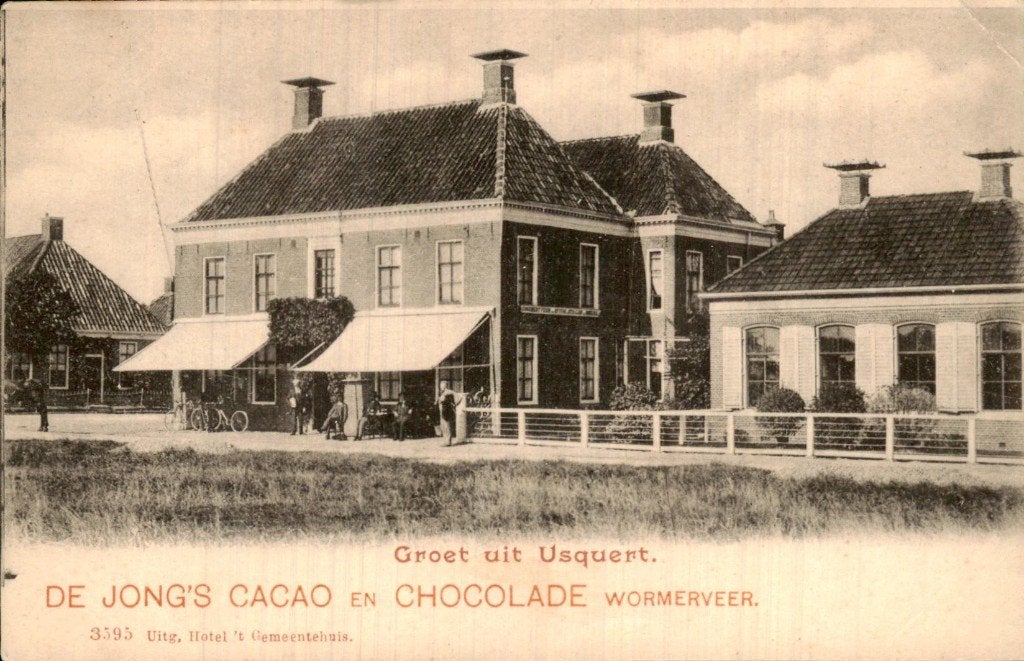 Usquert - Hotel t Gemeentehuis - De Jongs cacao, Ophalen of Verzenden, Voor 1920, Ongelopen, Groningen