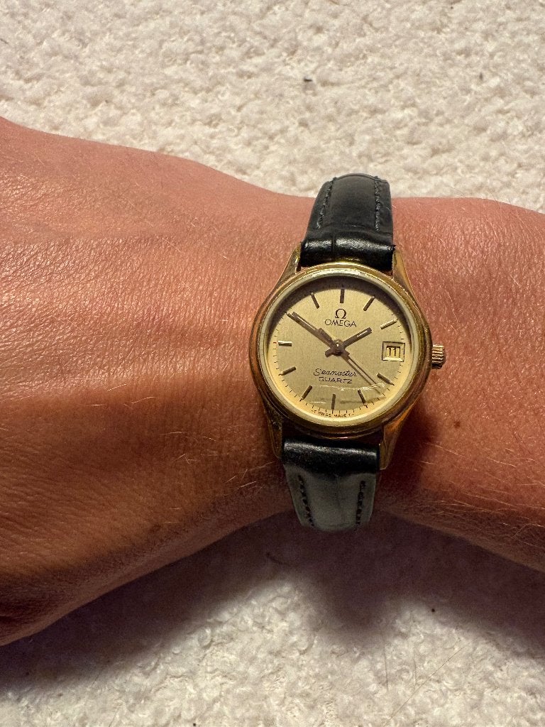 Omega Seamaster Quartz dameshorloge – vintage – verguld, Ophalen, Gebruikt, Staal, Overige merken