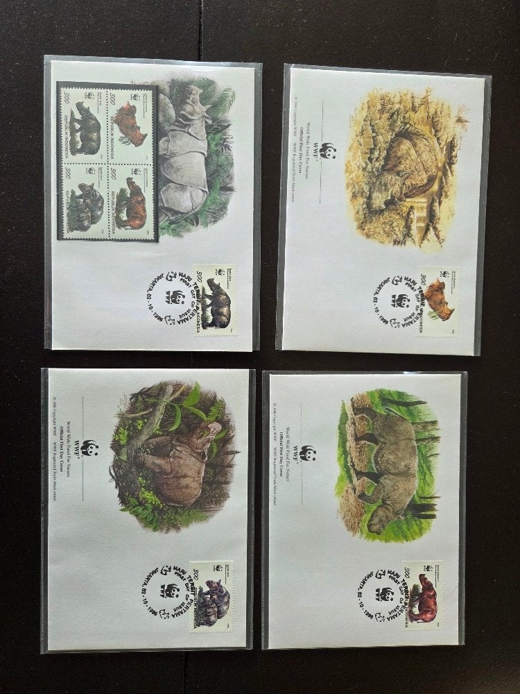 4 Eerste Dag Enveloppen (FDC) uit 1996 - WWF Thema, Ophalen of Verzenden, Beschreven, Nederland