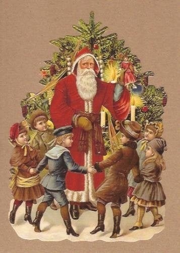 Kinderen dansen rond Kerstman poezieplaatjes 5161, Verzamelen, Ophalen of Verzenden