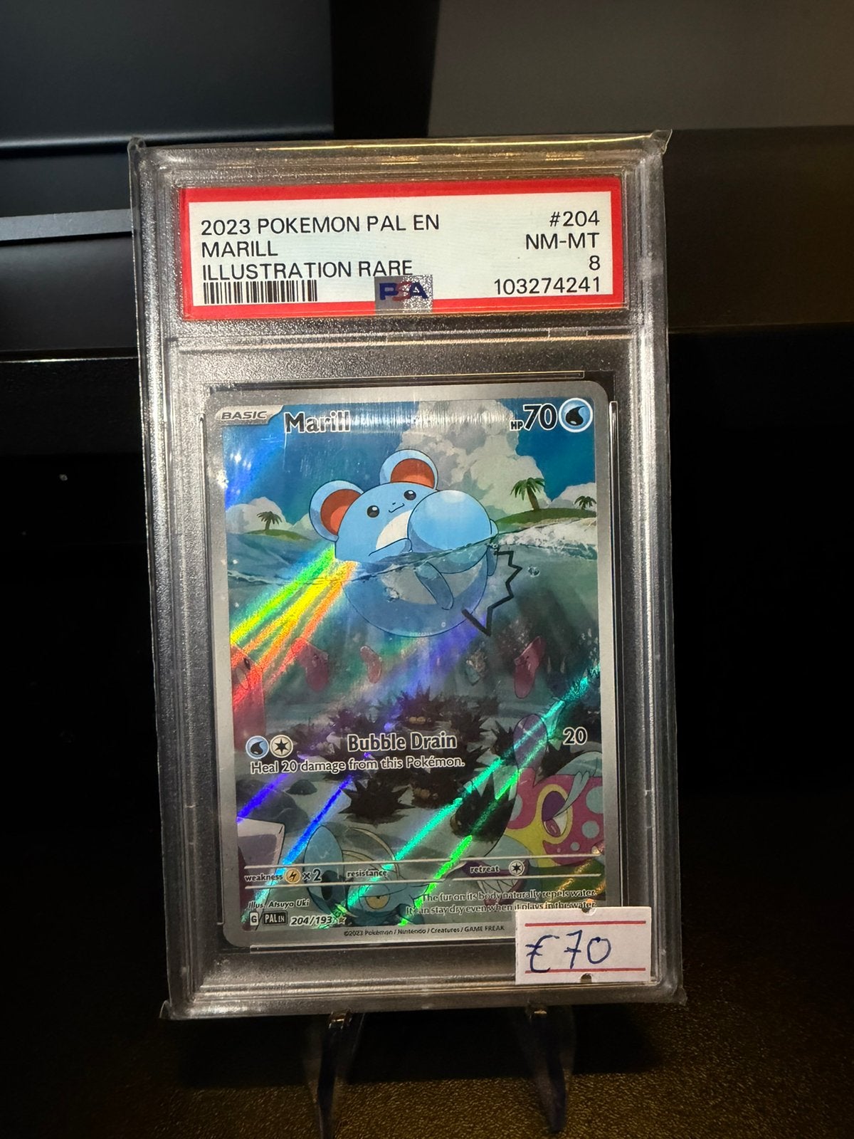 Marill IR Paldea Evolved 204/193 PSA 8, Ophalen of Verzenden, Zo goed als nieuw, Losse kaart, Foil