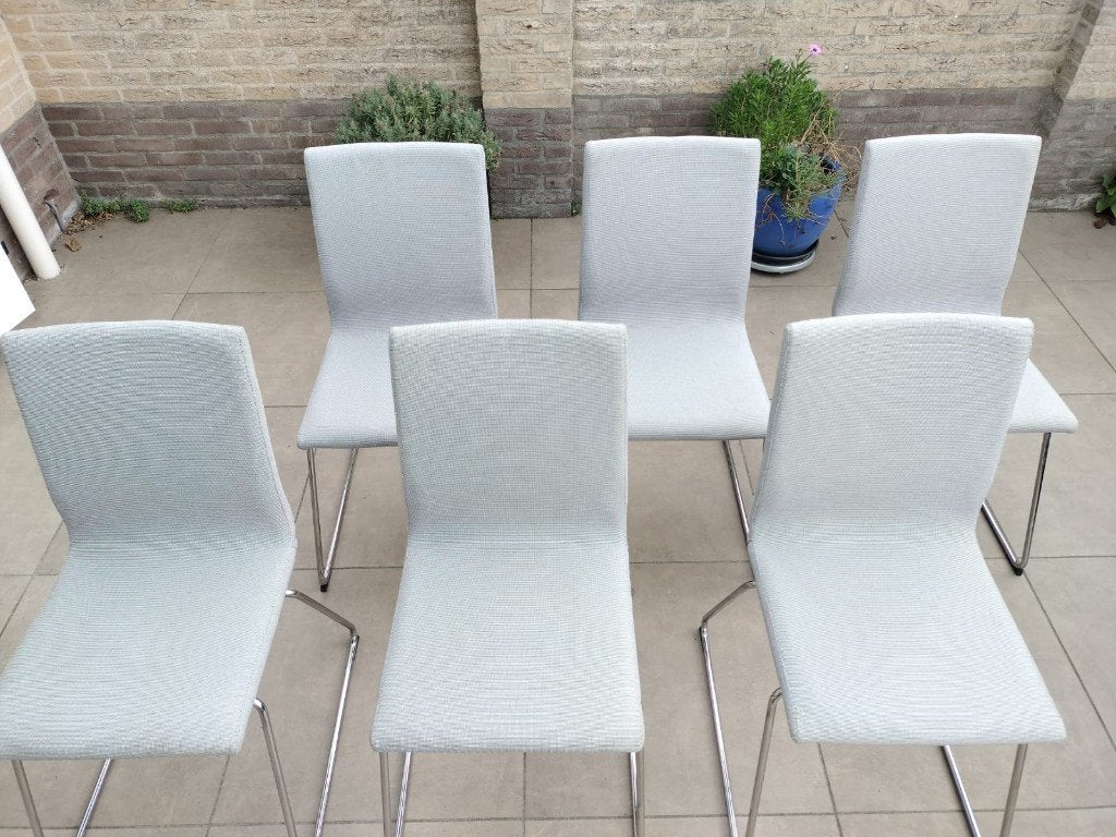 Set van 6 Ikea Volfgang stoelen lichtgrijs, Huis en Inrichting, Ophalen, Zo goed als nieuw, Grijs, Metaal