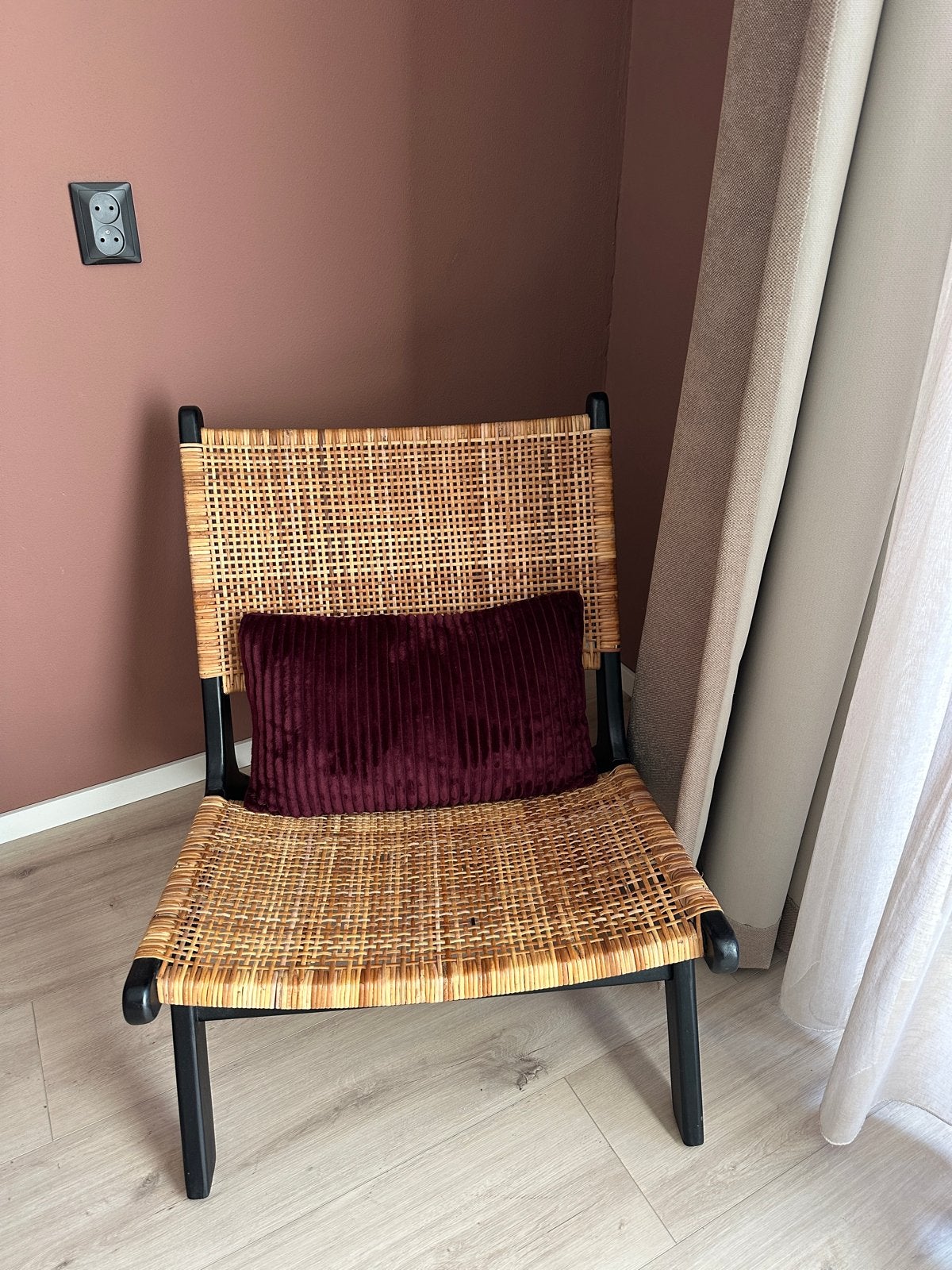 HKliving Webbing Lounge Fauteuil (Naturel / Zwart), Ophalen, Zwart, Zo goed als nieuw, Eén