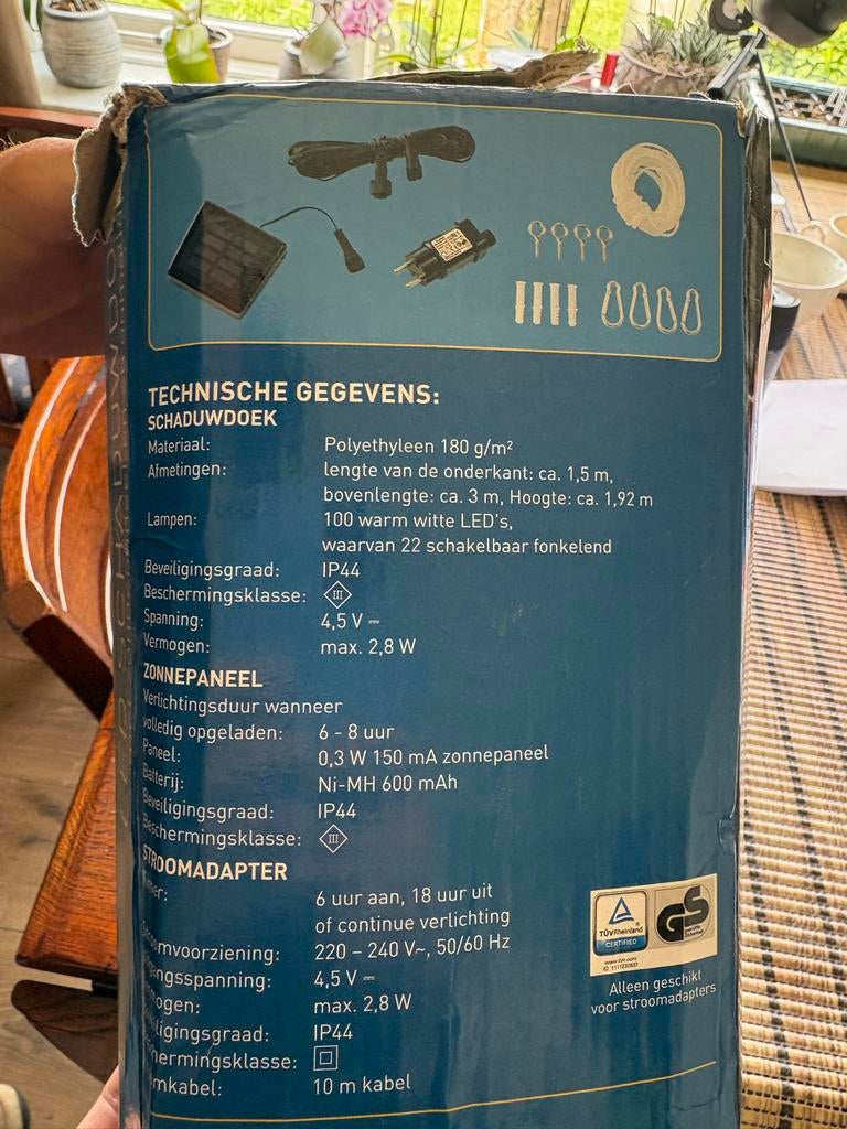 LED Schaduwdoek met Zonnepaneel en Stroomadapter, Ophalen of Verzenden, Nieuw