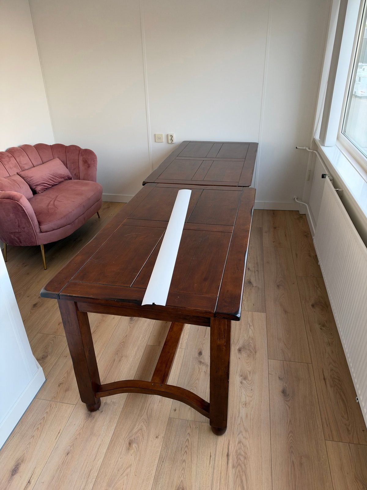 Set van 5 houten tafels - Gebruikt, Ophalen, Gebruikt, 50 tot 100 cm, 150 tot 200 cm