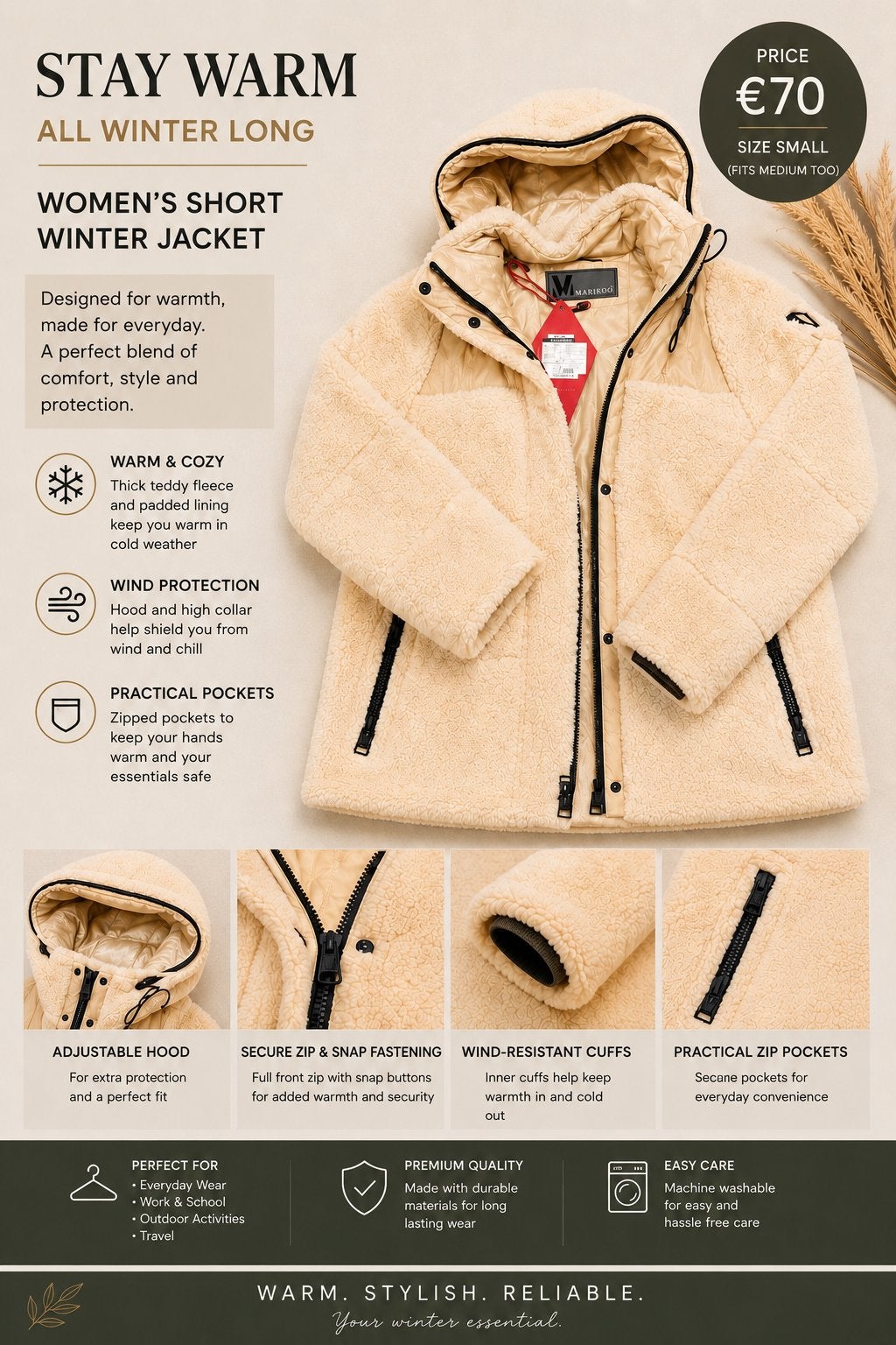 Marikoo Winter Jacket, Kleding | Dames, Jassen | Winter, Ophalen, Zo goed als nieuw, Zwart
