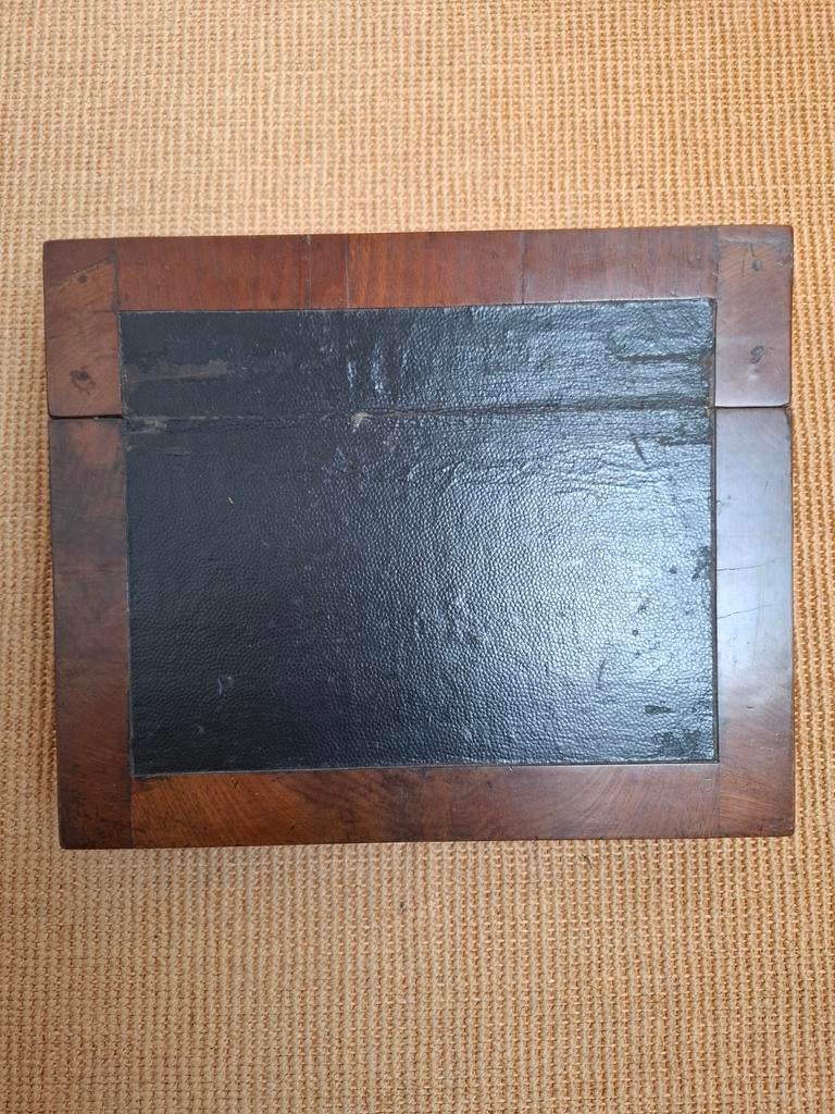 Antieke houten schrijfdoos met leren inleg, Antiek en Kunst, Ophalen of Verzenden