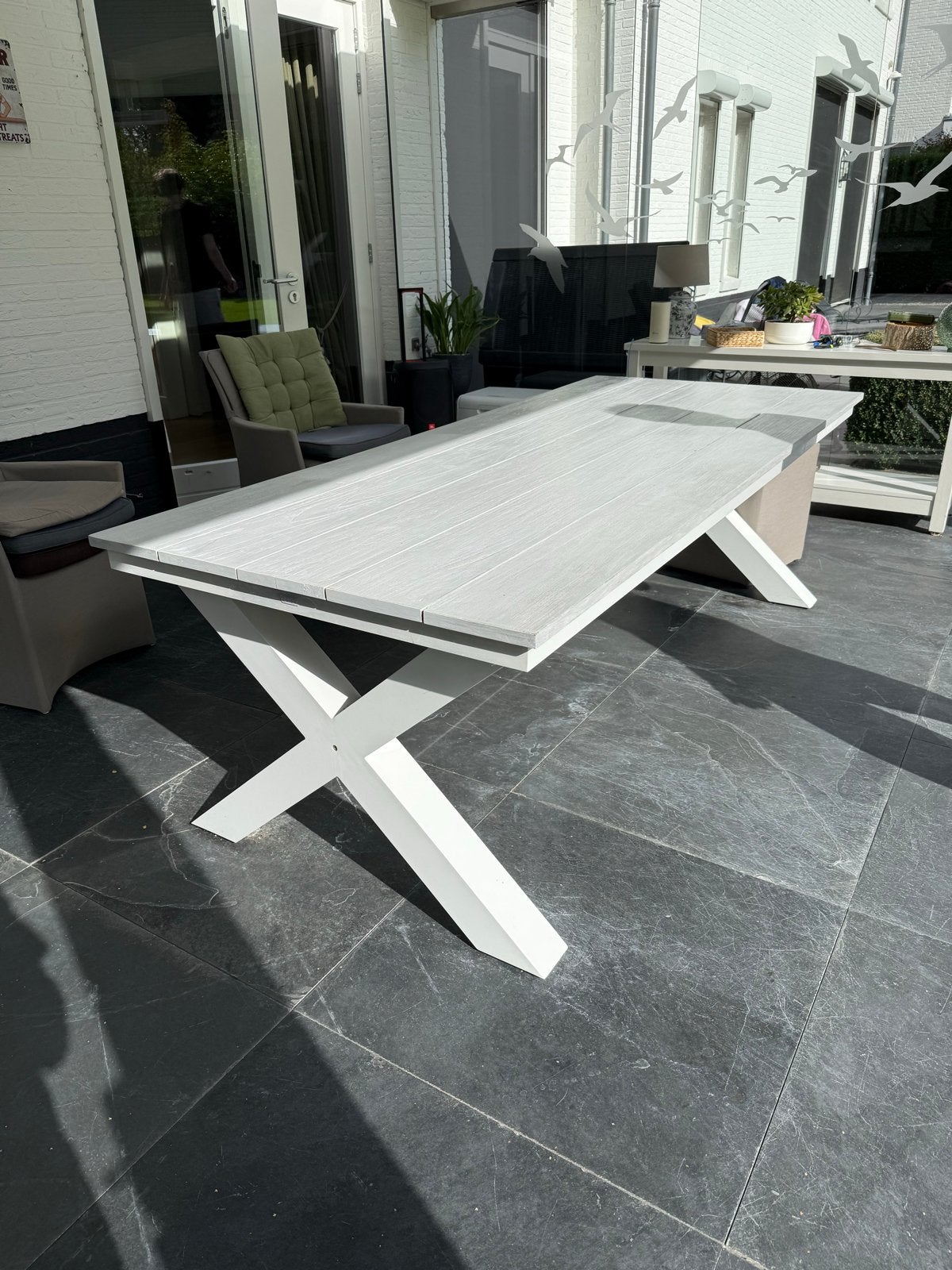 Stijlvolle rechthoekige tafel met kruispoot, Ophalen, Overige materialen, 100 tot 150 cm, 200 cm of meer