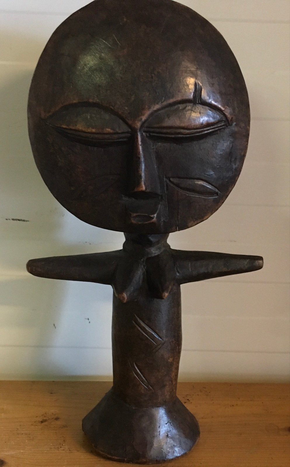 Ashanti vruchtbaarheidspop (Akuaba) - 32 cm, Antiek en Kunst, Hout, Bruin, Afrika, Ophalen of Verzenden