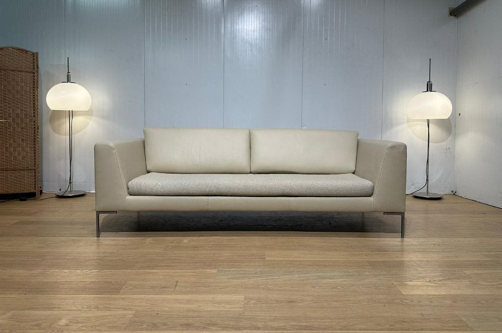 ZGAN B&B Italia Charles 3-Zits Bank leer/stof + GARANTIE, Design Bank Bankstel Zetel 3-Zits B&B Italia, Driepersoons, 75 tot 100 cm